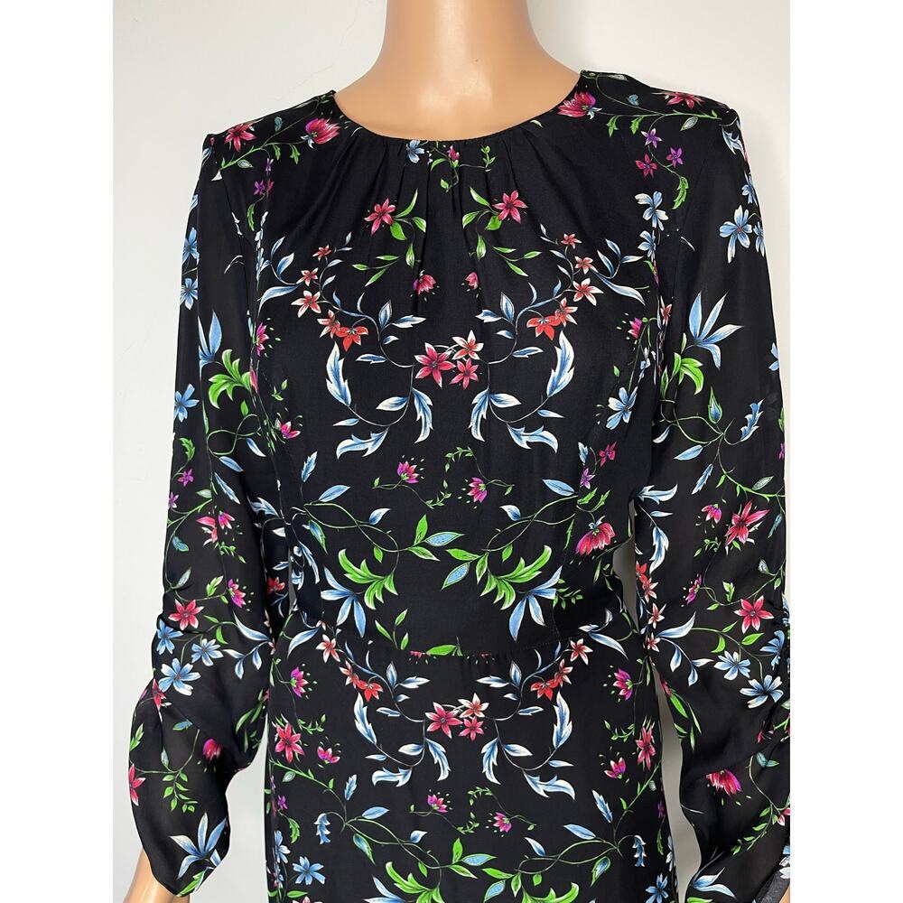 Milly Diana Silk Dress size 8 Black Floral New Fit and flare Cocktail - Picture 5 of 16